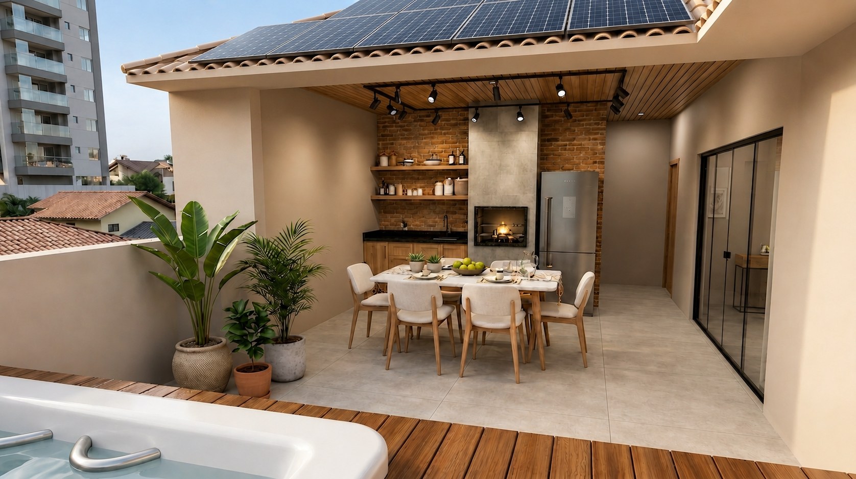 Área gourmet da cobertura duplex Nordic Aurora